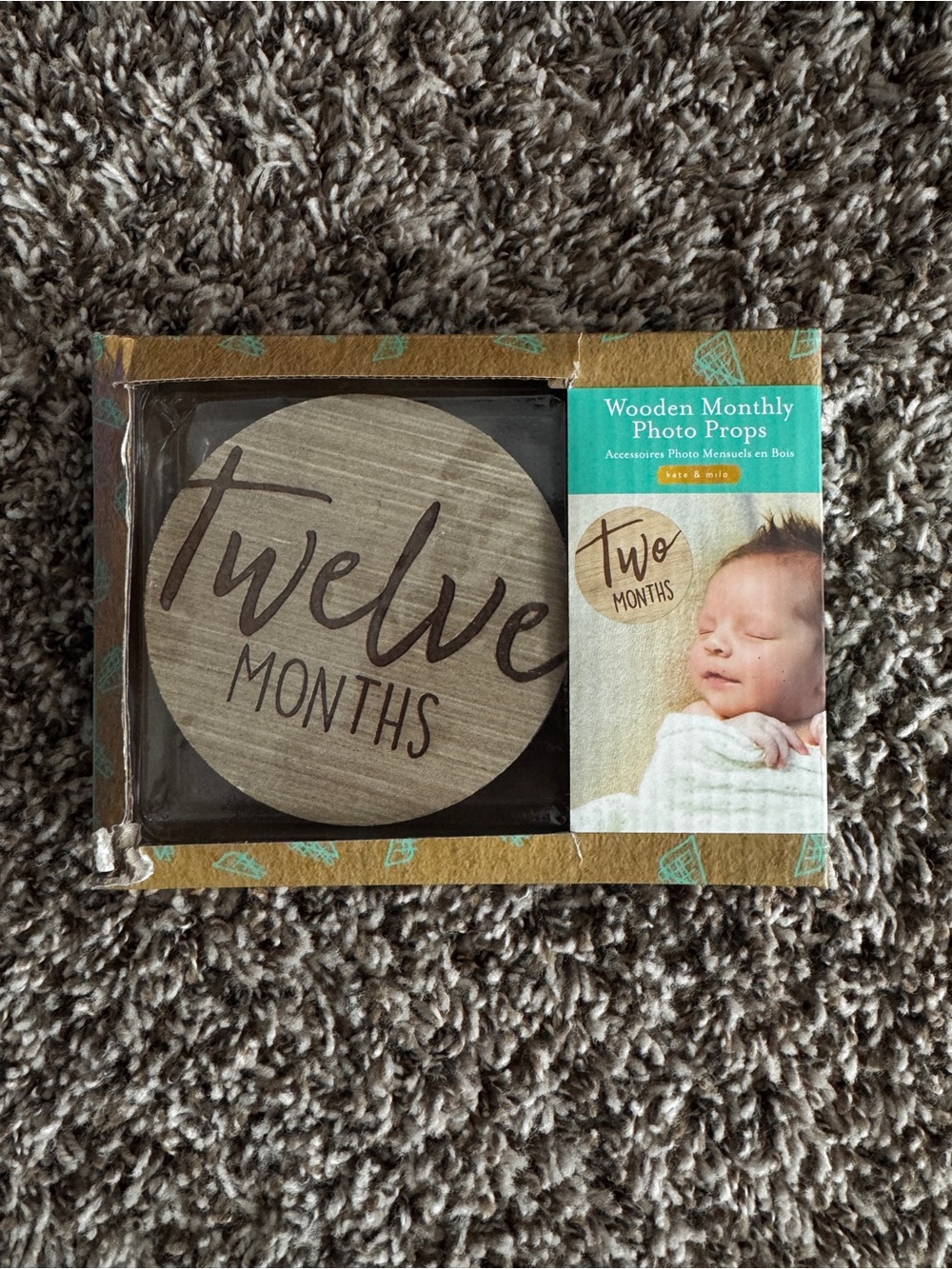 Wooden Monthly Photo Prop - Neutral Brown "Twelve Months"